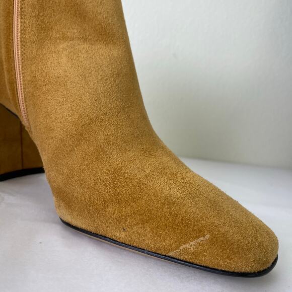 Clorinda Antinori Vera Suede Boots Size 37 or 7 Segale Tan Leather Square Toe - Picture 11 of 15